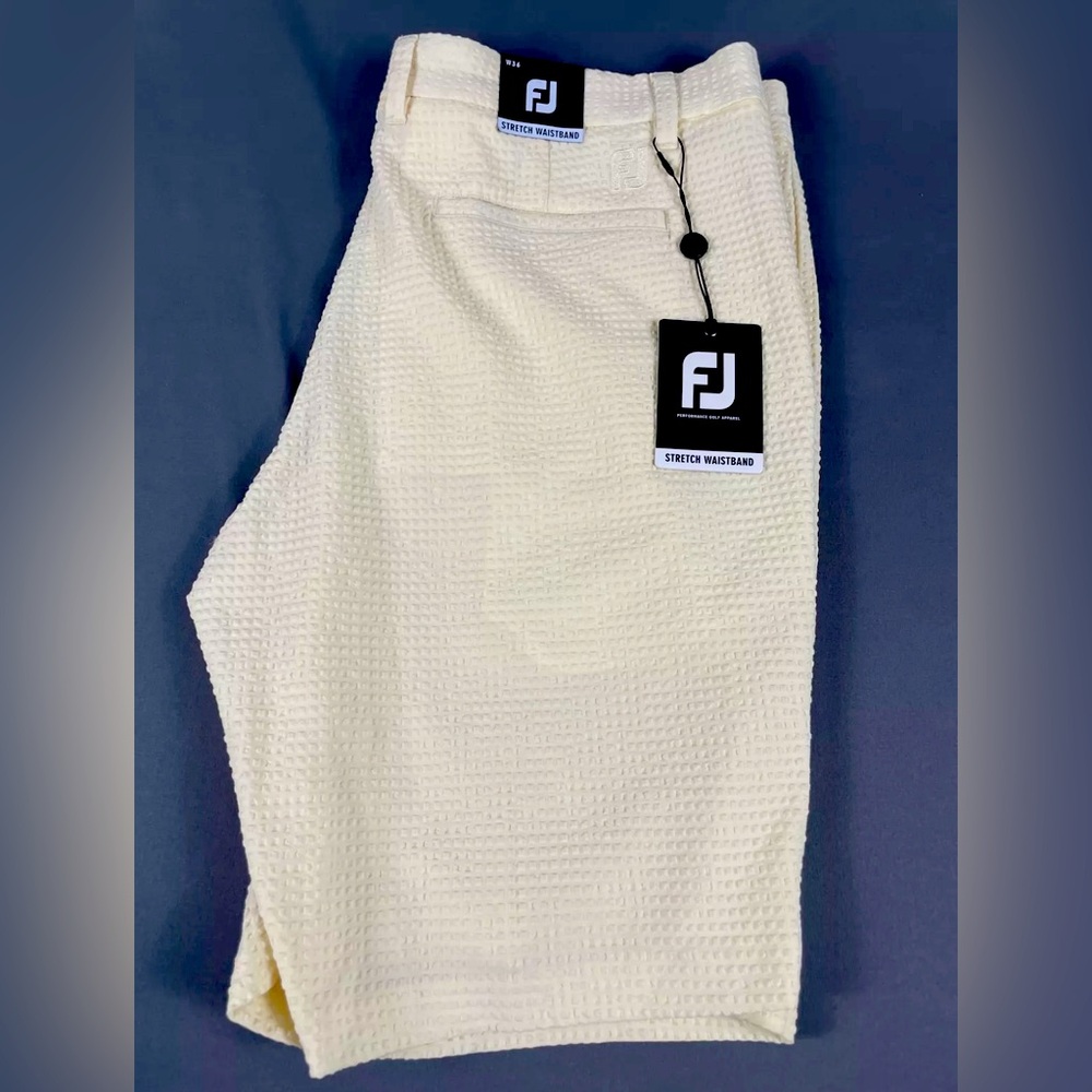 FootJoy Golf Shorts Performances Seersucker 36 x 10 Yellow Polyester Spandex